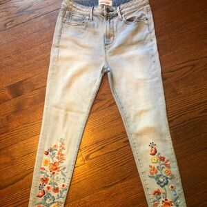 DRIFTWOOD Light Blue Skinny Jeans with Floral Embroidery
